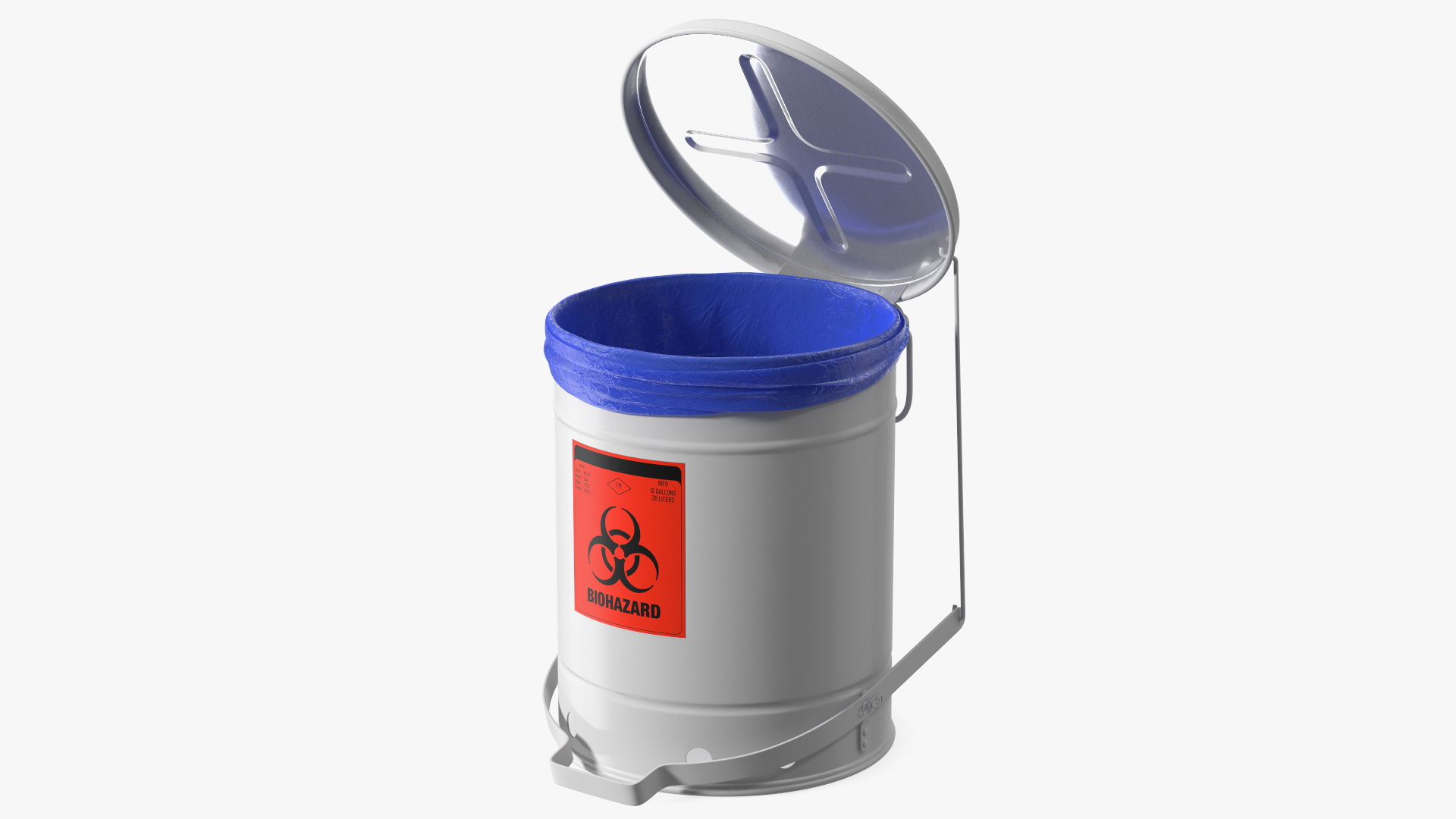 3D Biohazard Steel Waste Can with Foot Pedal