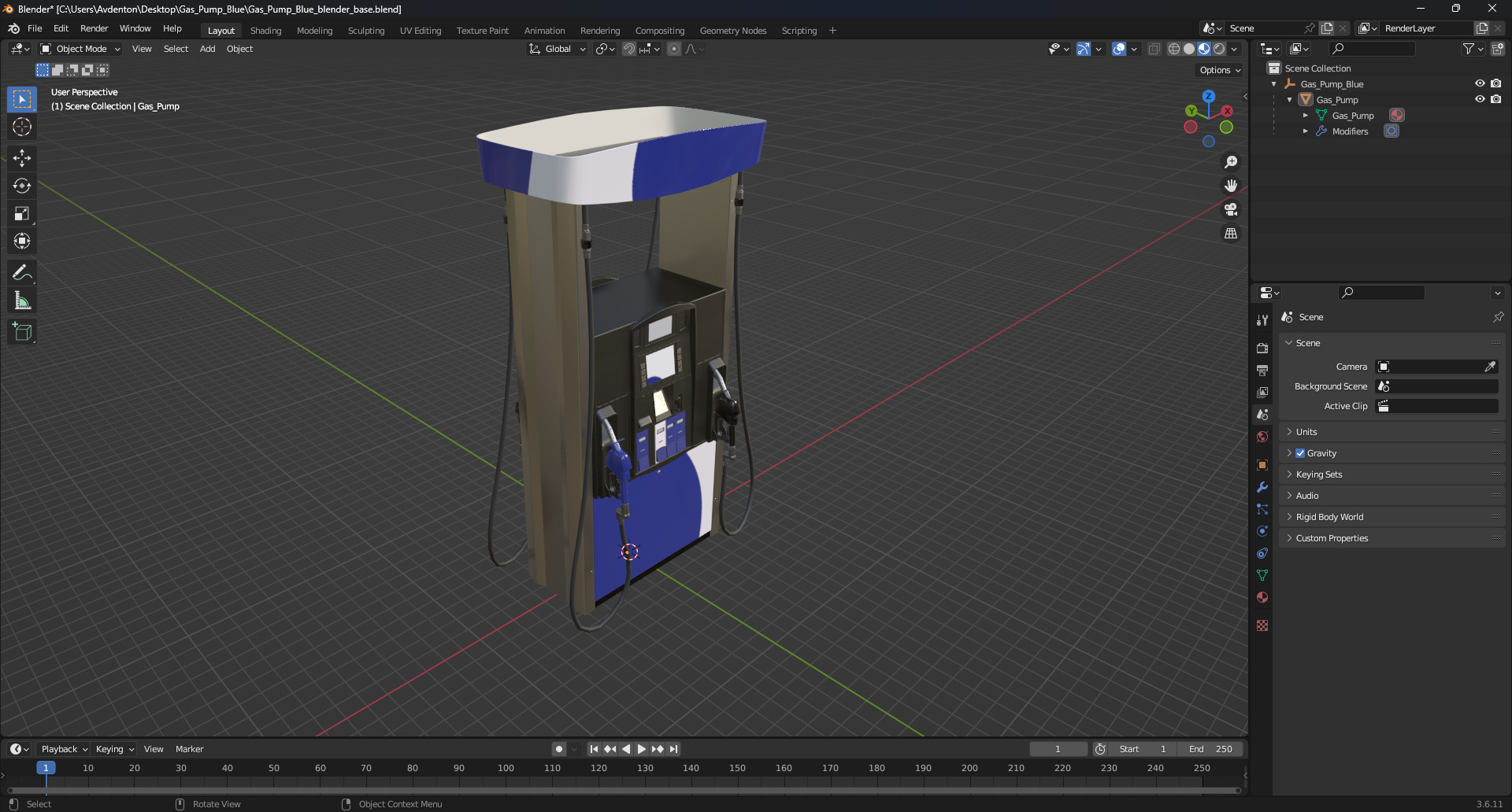 3D Gas Pump Blue model