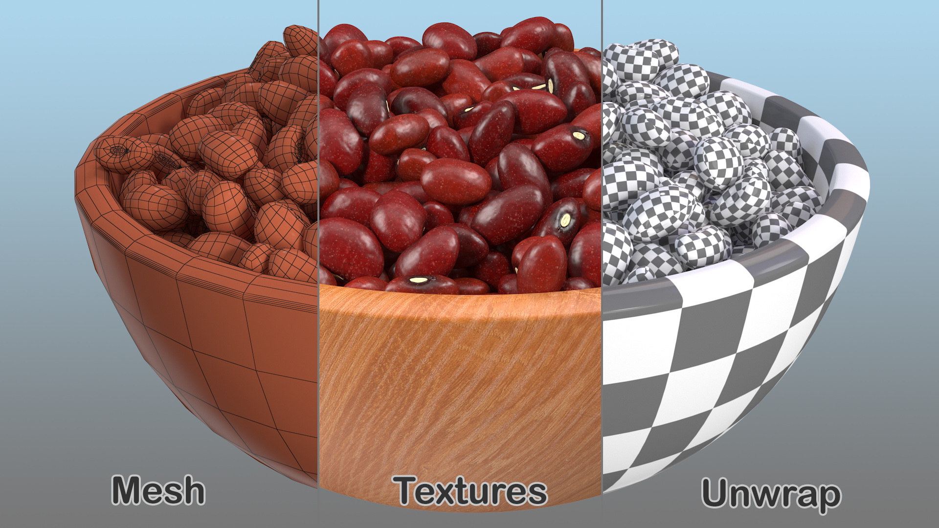 Full Bowl of Dark Red Kidney Beans 3D model