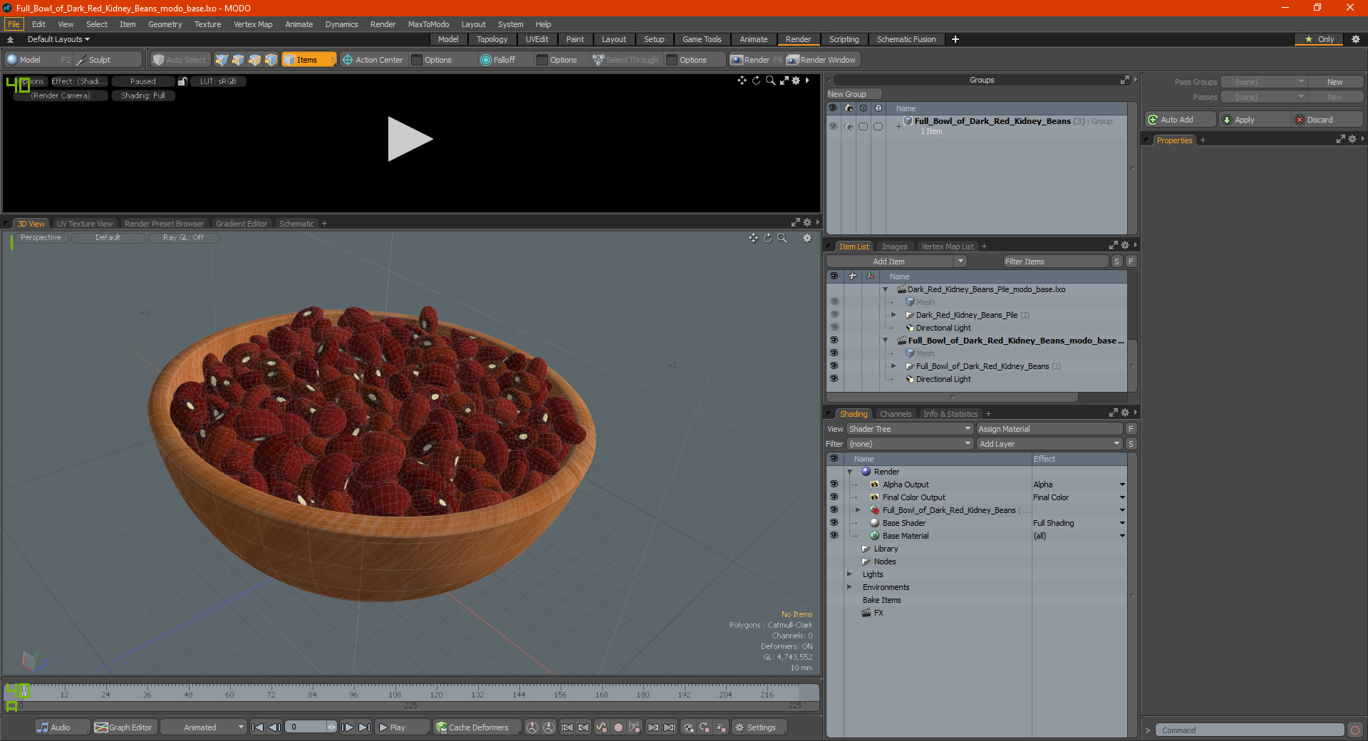 Full Bowl of Dark Red Kidney Beans 3D model