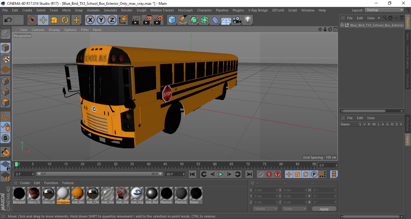 3D Blue Bird TX3 School Bus Exterior Only model