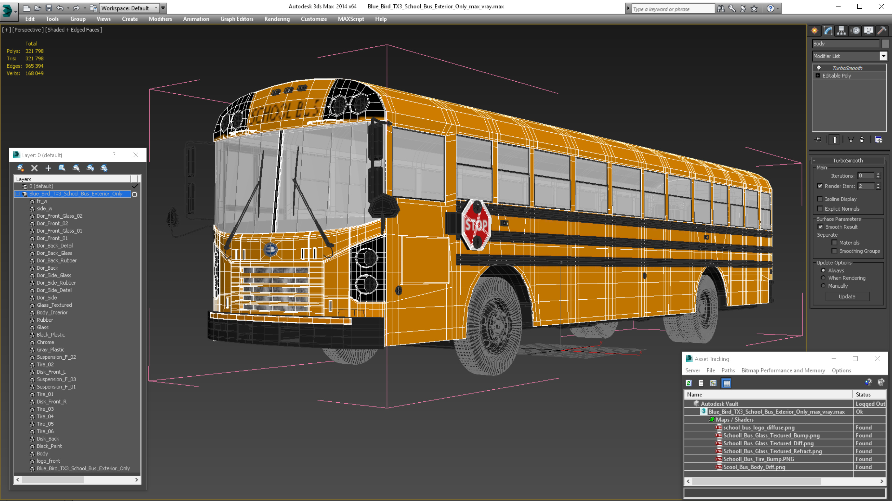 3D Blue Bird TX3 School Bus Exterior Only model