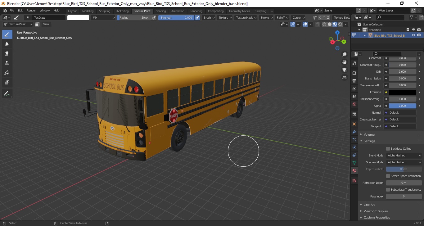 3D Blue Bird TX3 School Bus Exterior Only model