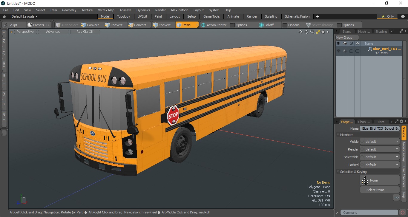 3D Blue Bird TX3 School Bus Exterior Only model