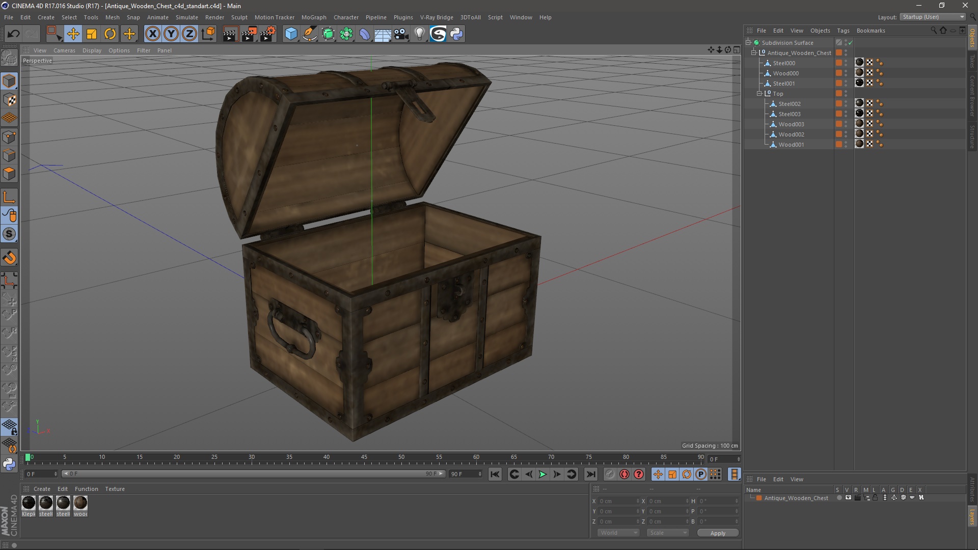 3D model Antique Wooden Chest