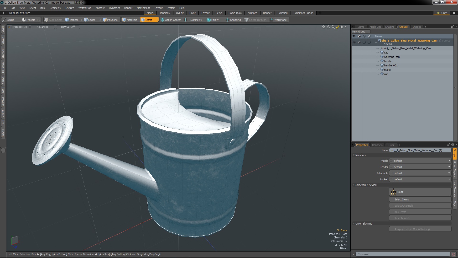 1 Gallon Blue Metal Watering Can 3D