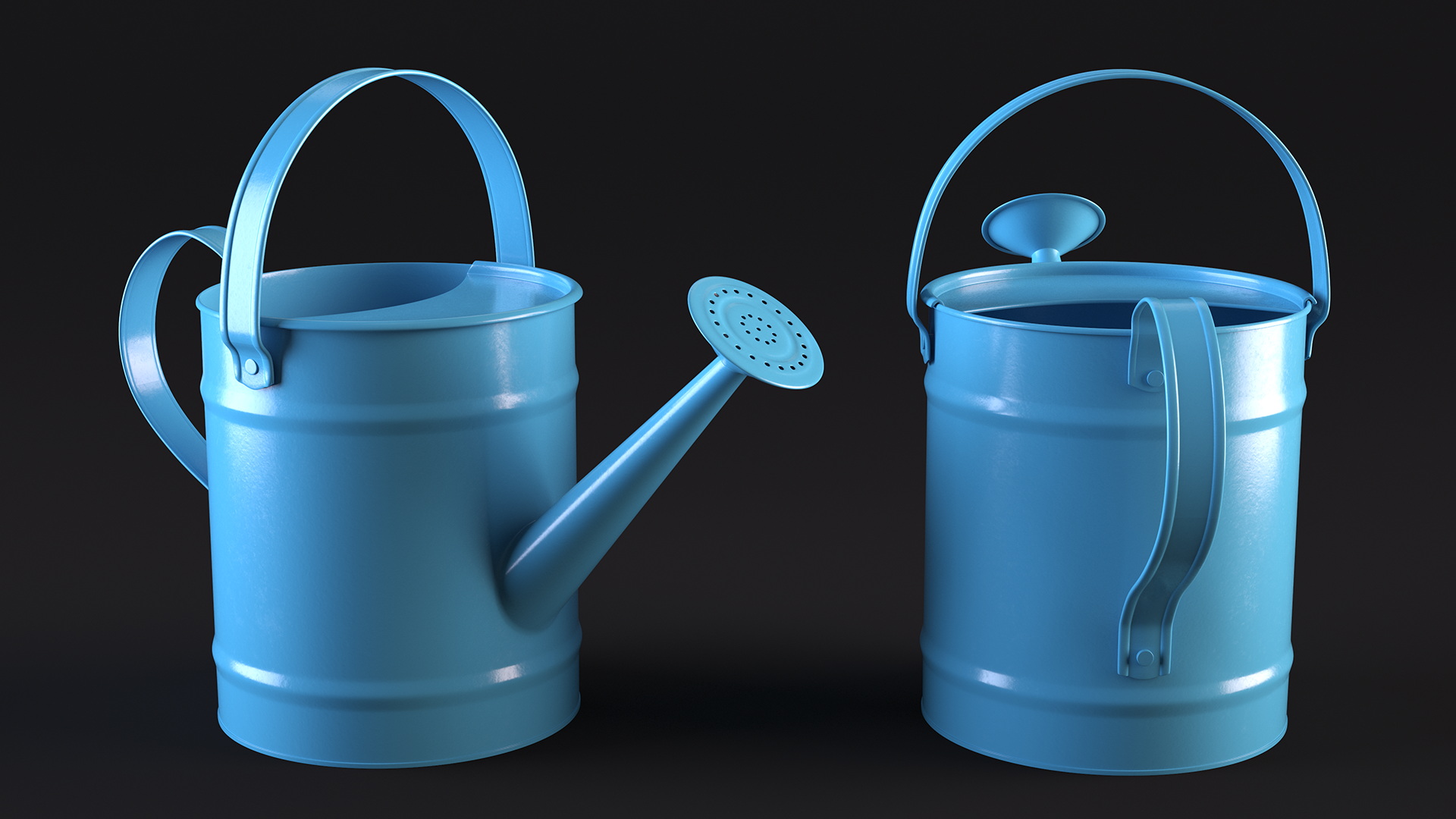 1 Gallon Blue Metal Watering Can 3D