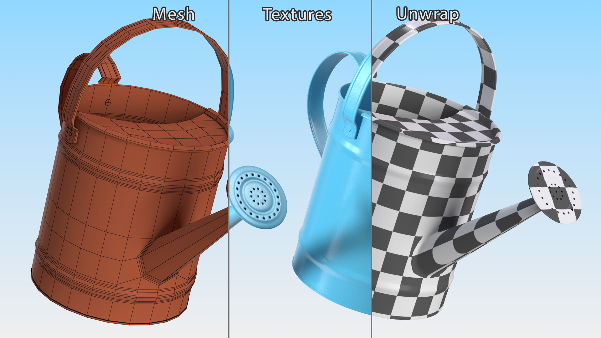 1 Gallon Blue Metal Watering Can 3D