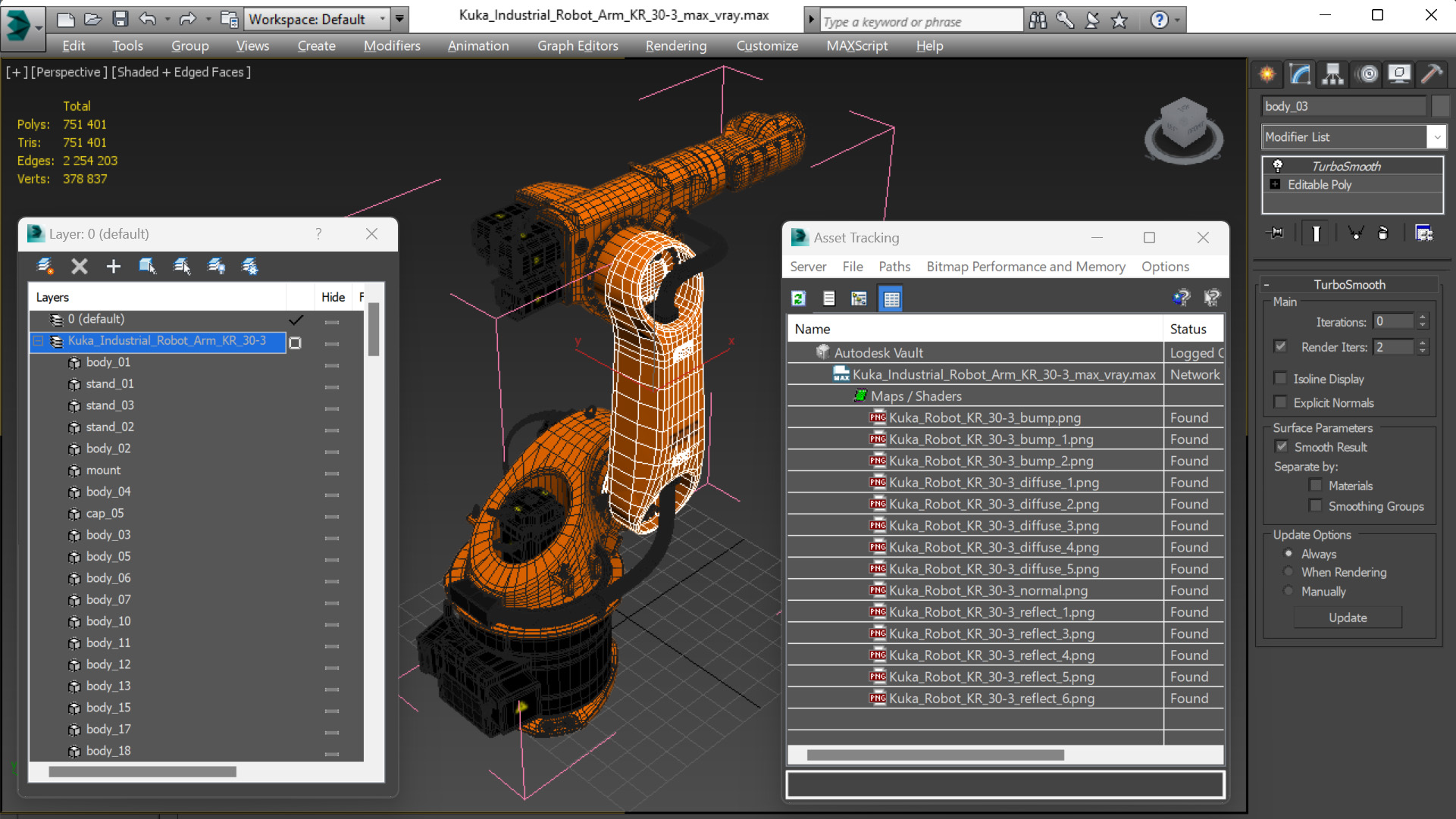 3D Kuka Industrial Robot Arm KR 30-3 model