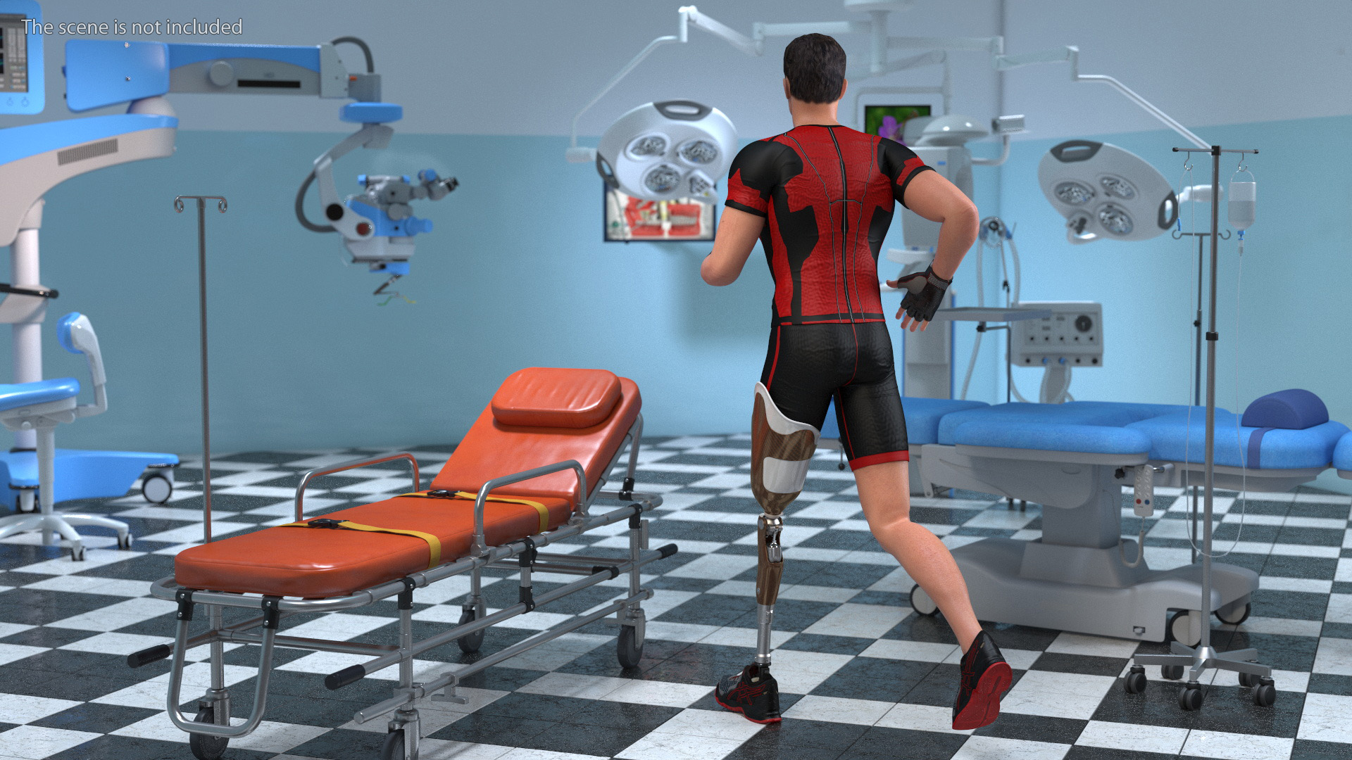 Man with Prosthetic Leg Rigged for Maya 3D model