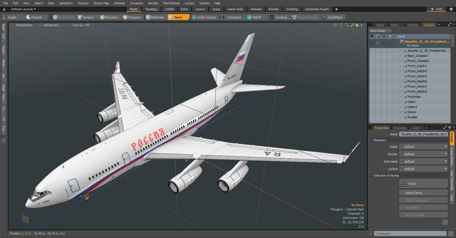 Ilyushin IL-96 Presidential Aircraft Simple Interior 3D