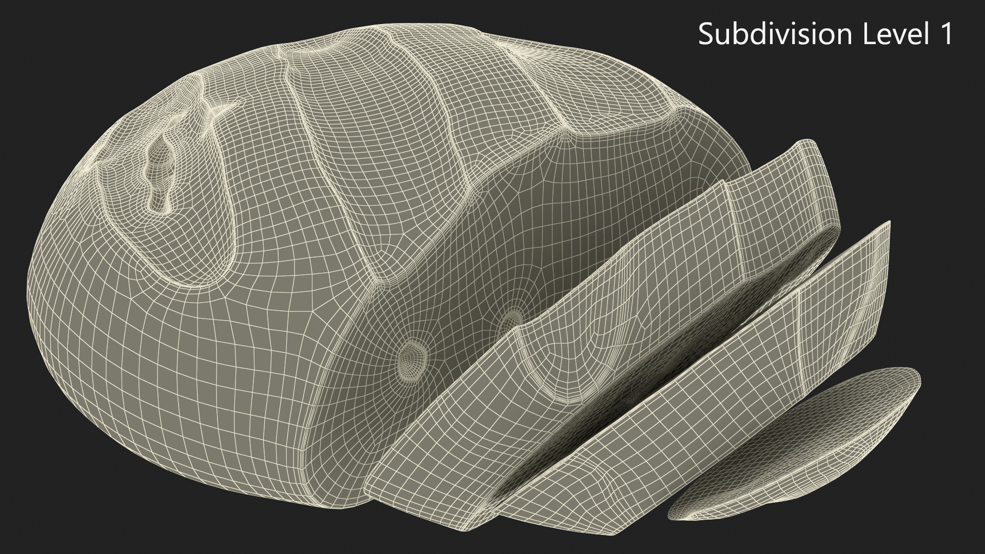 3D Round Loaf of Bread with Sliced Pieces model