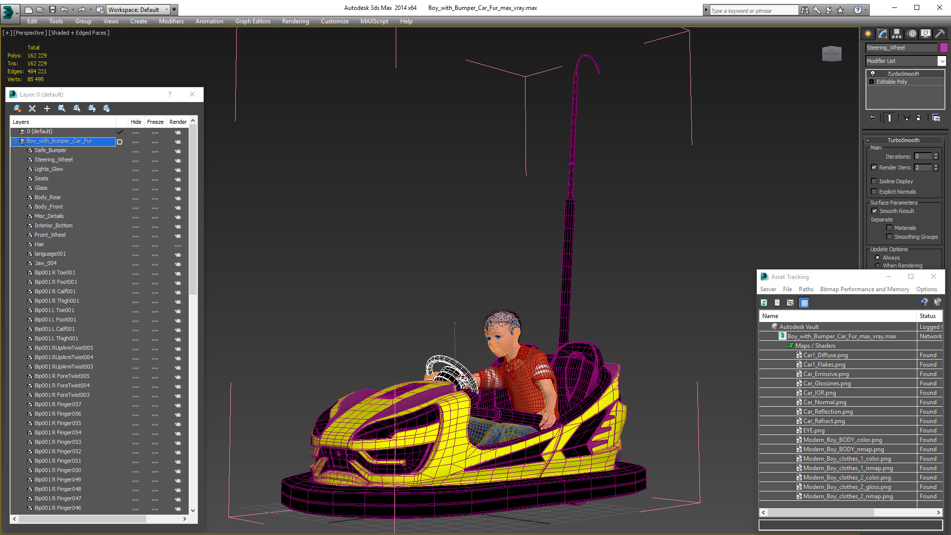 3D Boy with Bumper Car Fur model