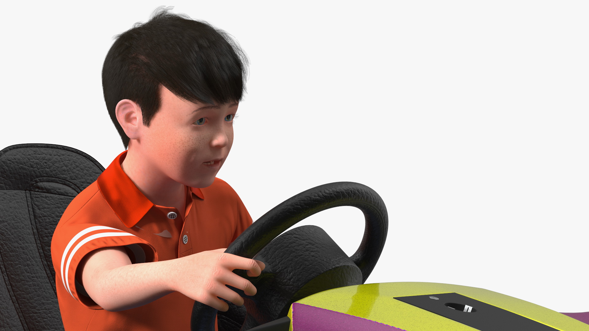 3D Boy with Bumper Car Fur model