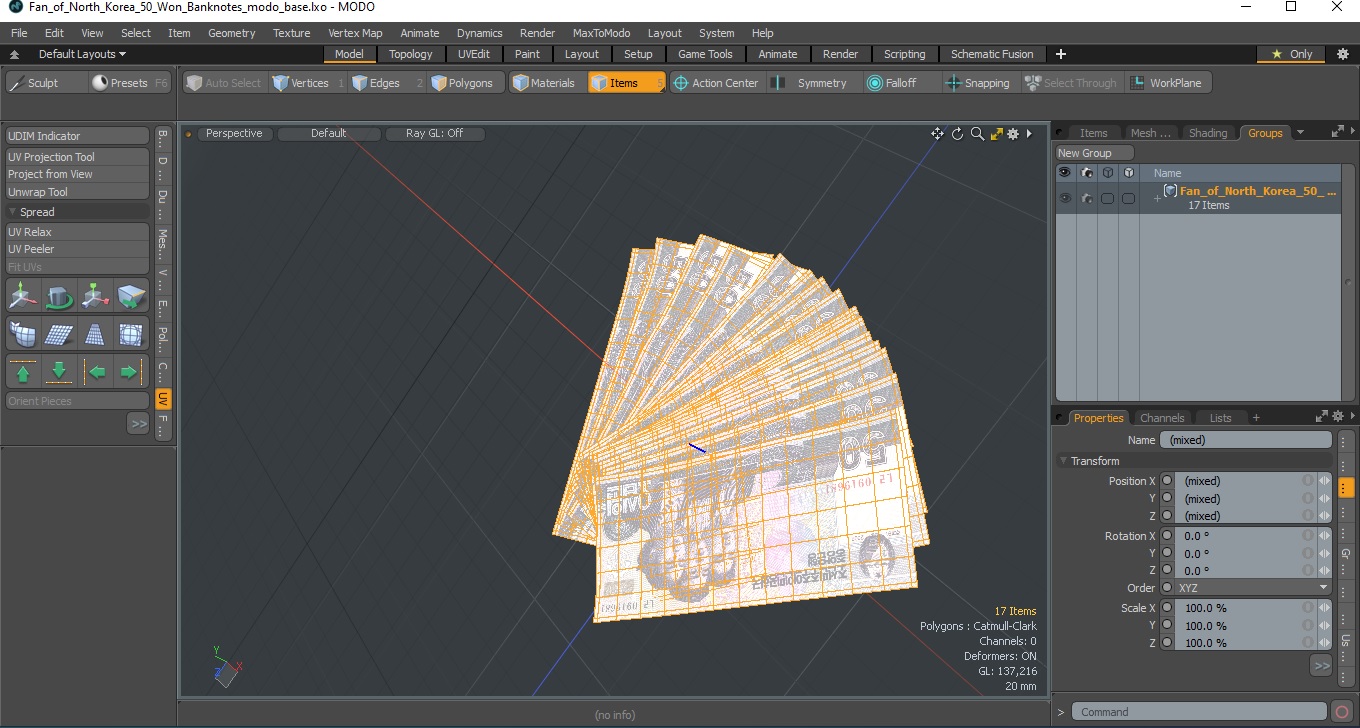 3D model Fan of North Korea 50 Won Banknotes