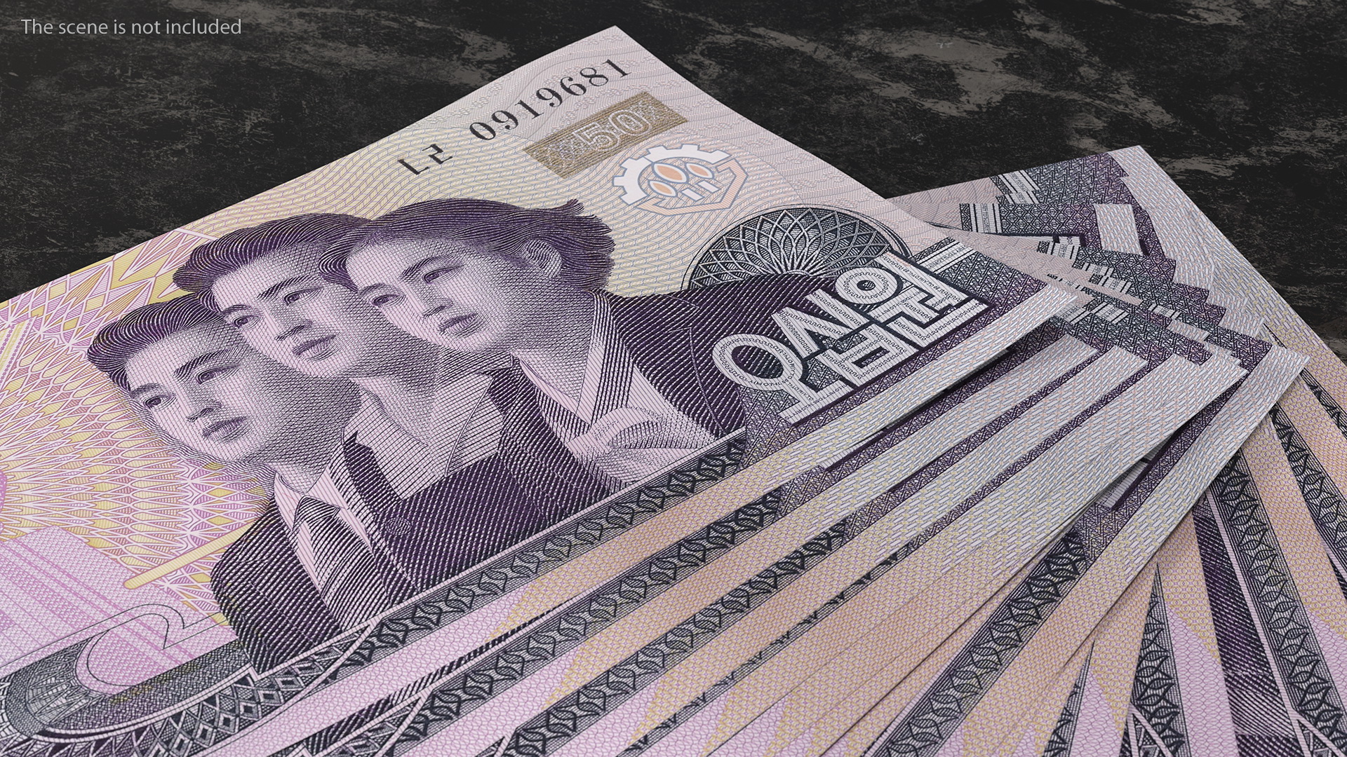 3D model Fan of North Korea 50 Won Banknotes