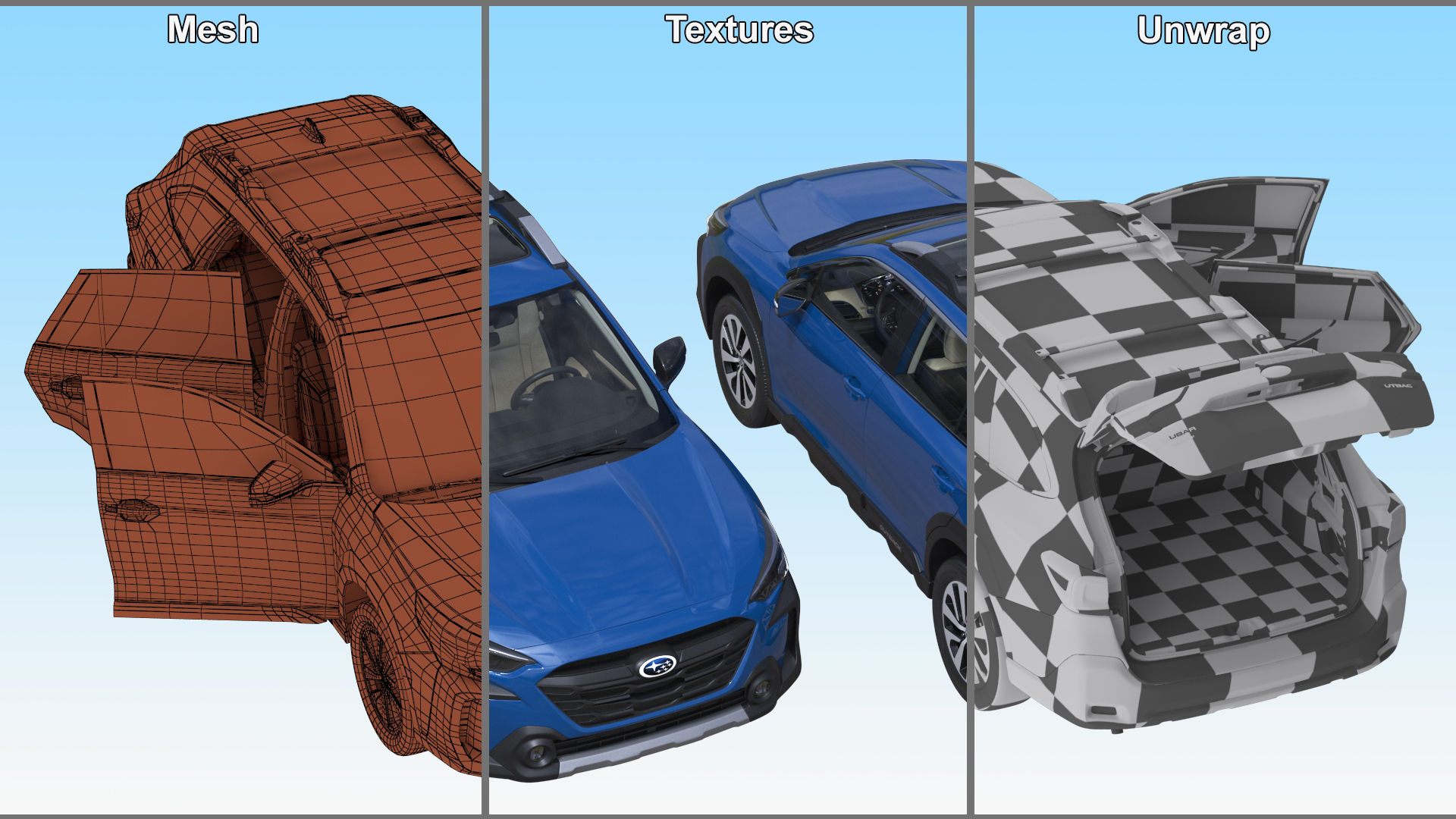 3D model Subaru Outback 2025 Blue Simplified