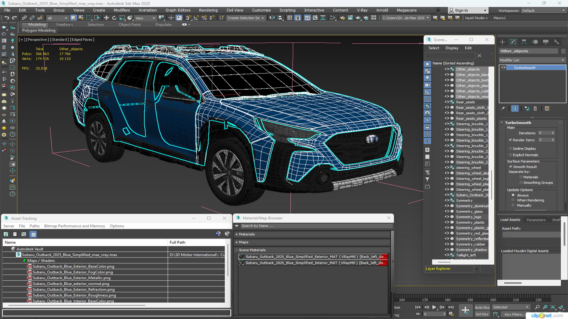 3D model Subaru Outback 2025 Blue Simplified