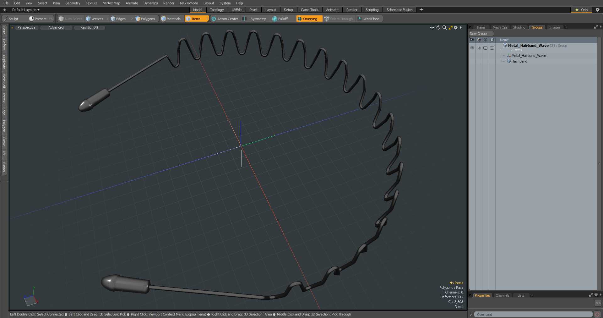 Metal Hairband Wave 3D model