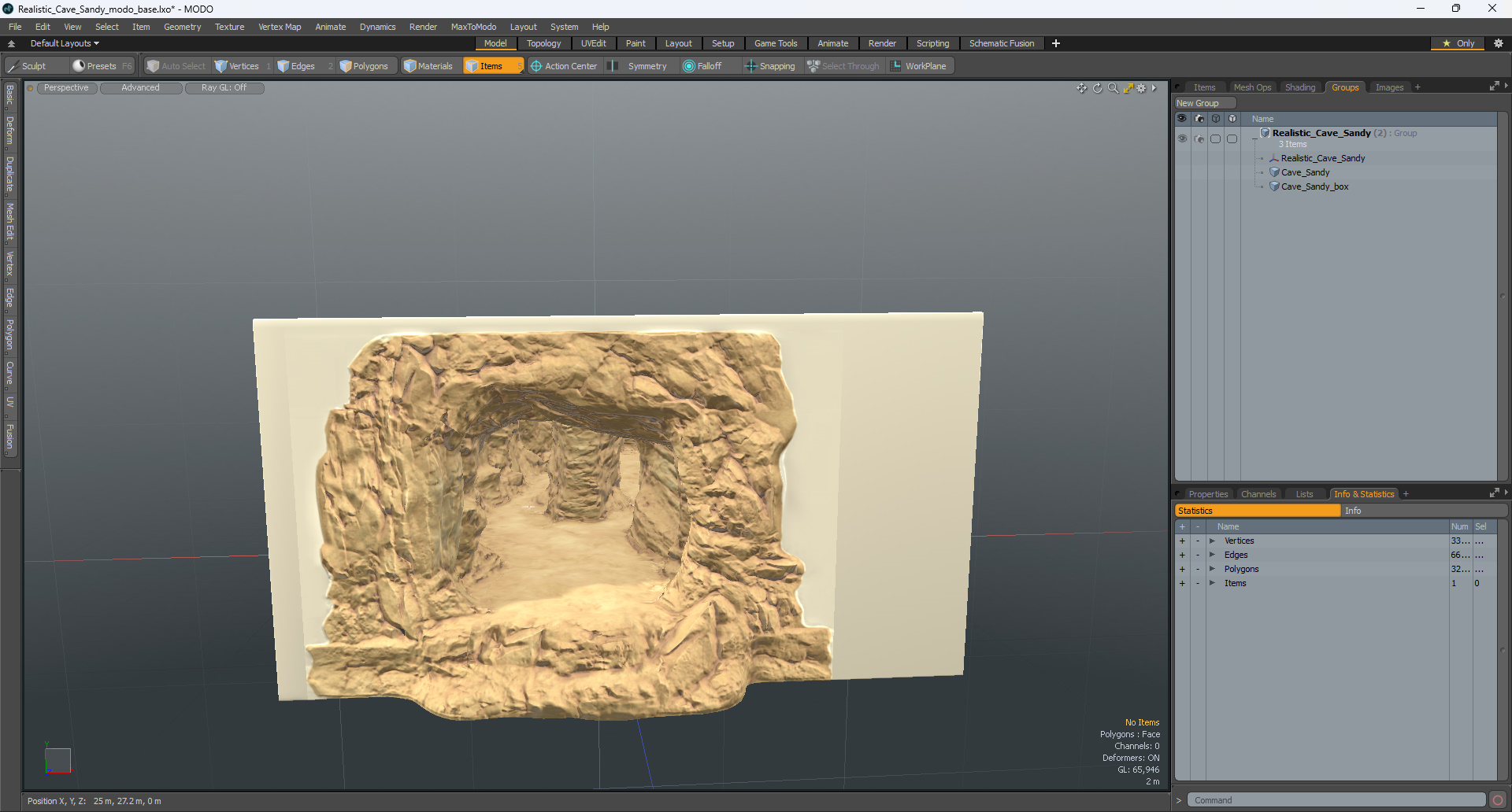 3D model Realistic Cave Sandy