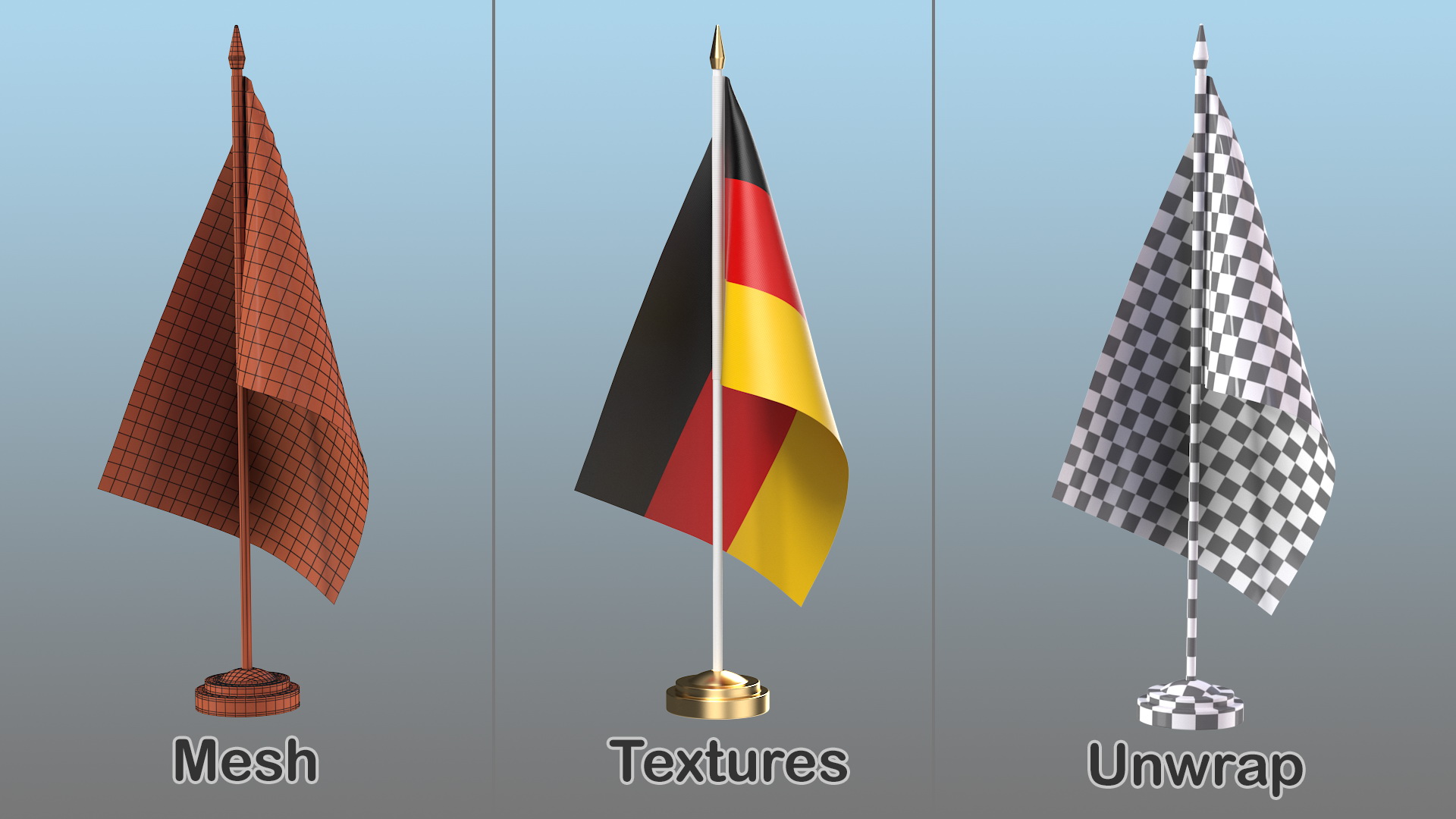 3D Table Flag Germany model