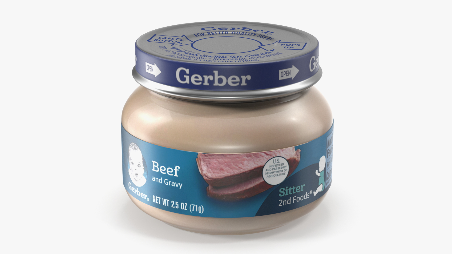 Beef Gerber Baby Food Jar 71g 3D model