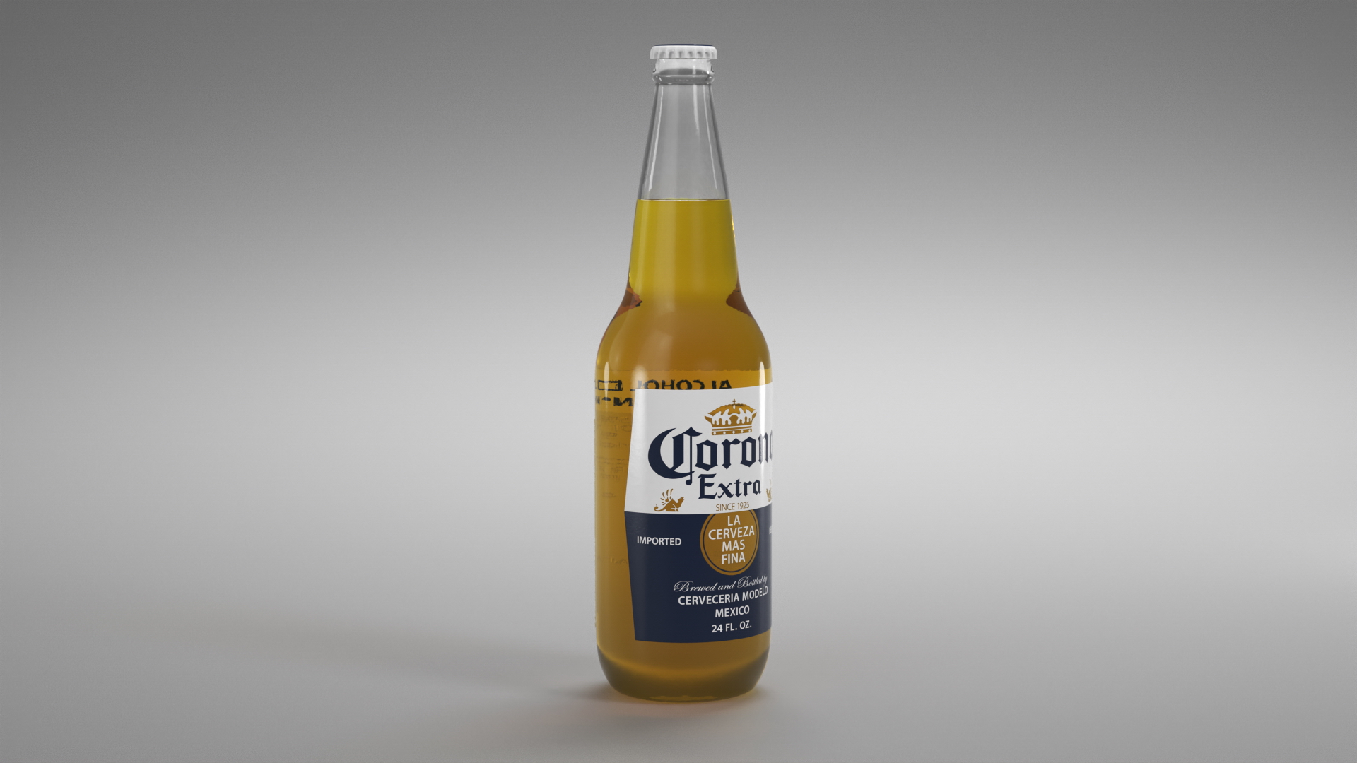 3D model Corona Extra Glass Bottle Beer 24oz