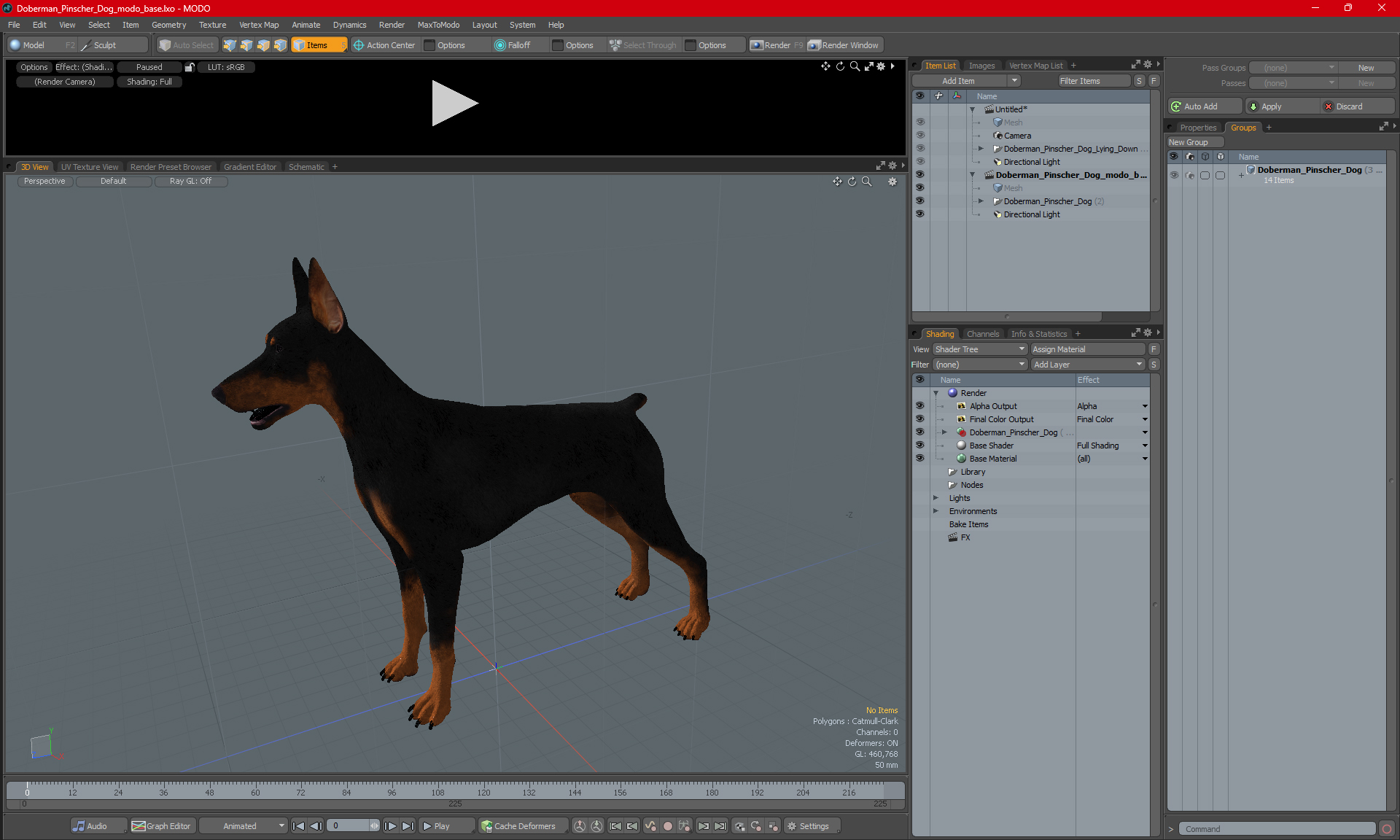 3D Doberman Pinscher Dog