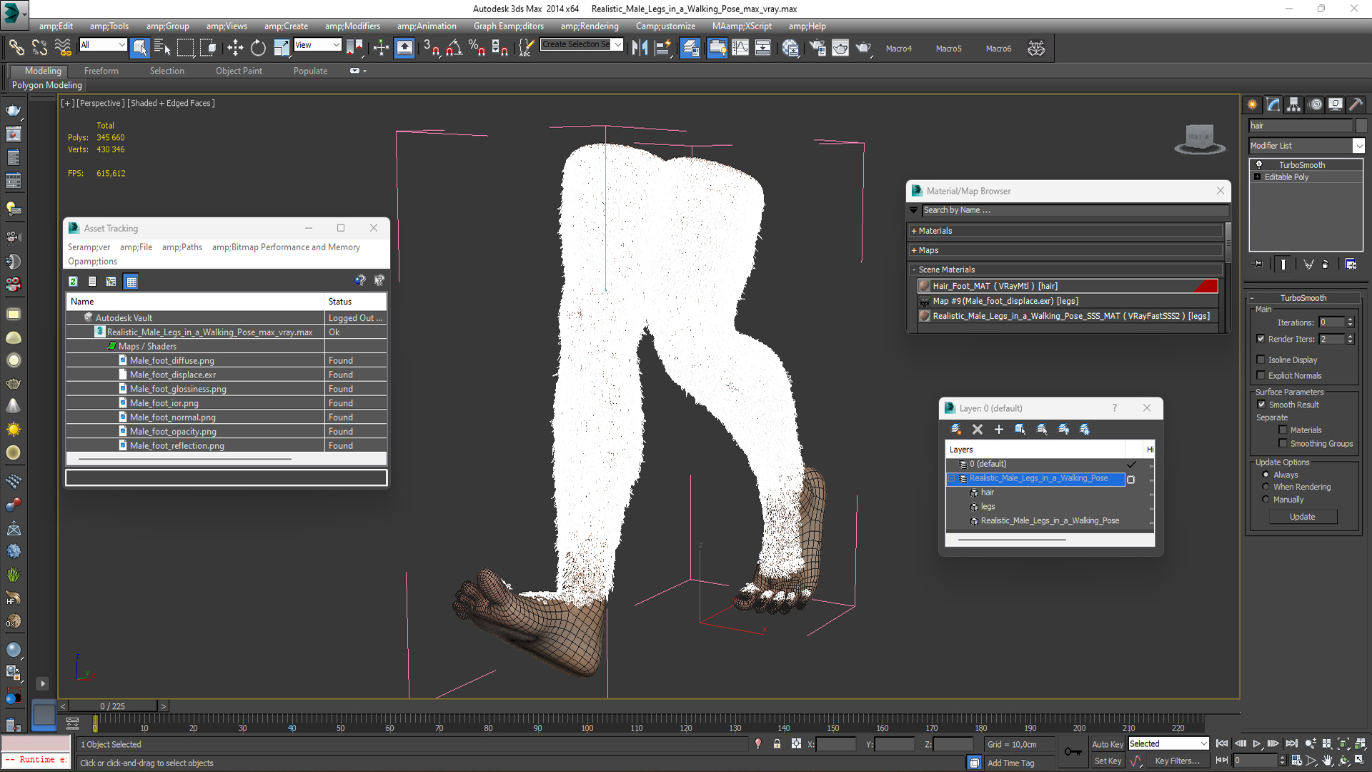 Realistic Male Legs in a Walking Pose 3D