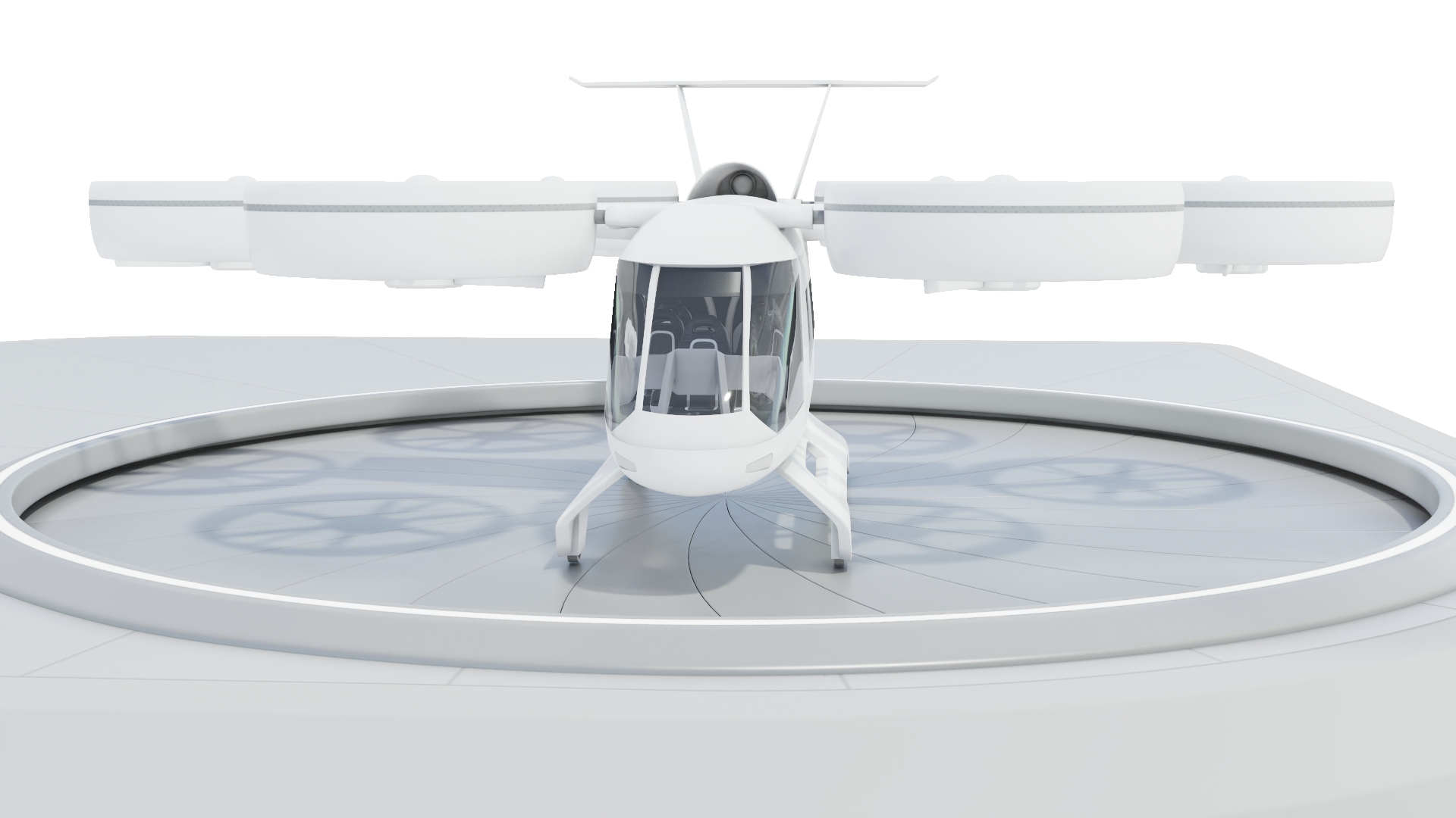 Drone and Air Taxi Port with Passenger Aircraft 3D