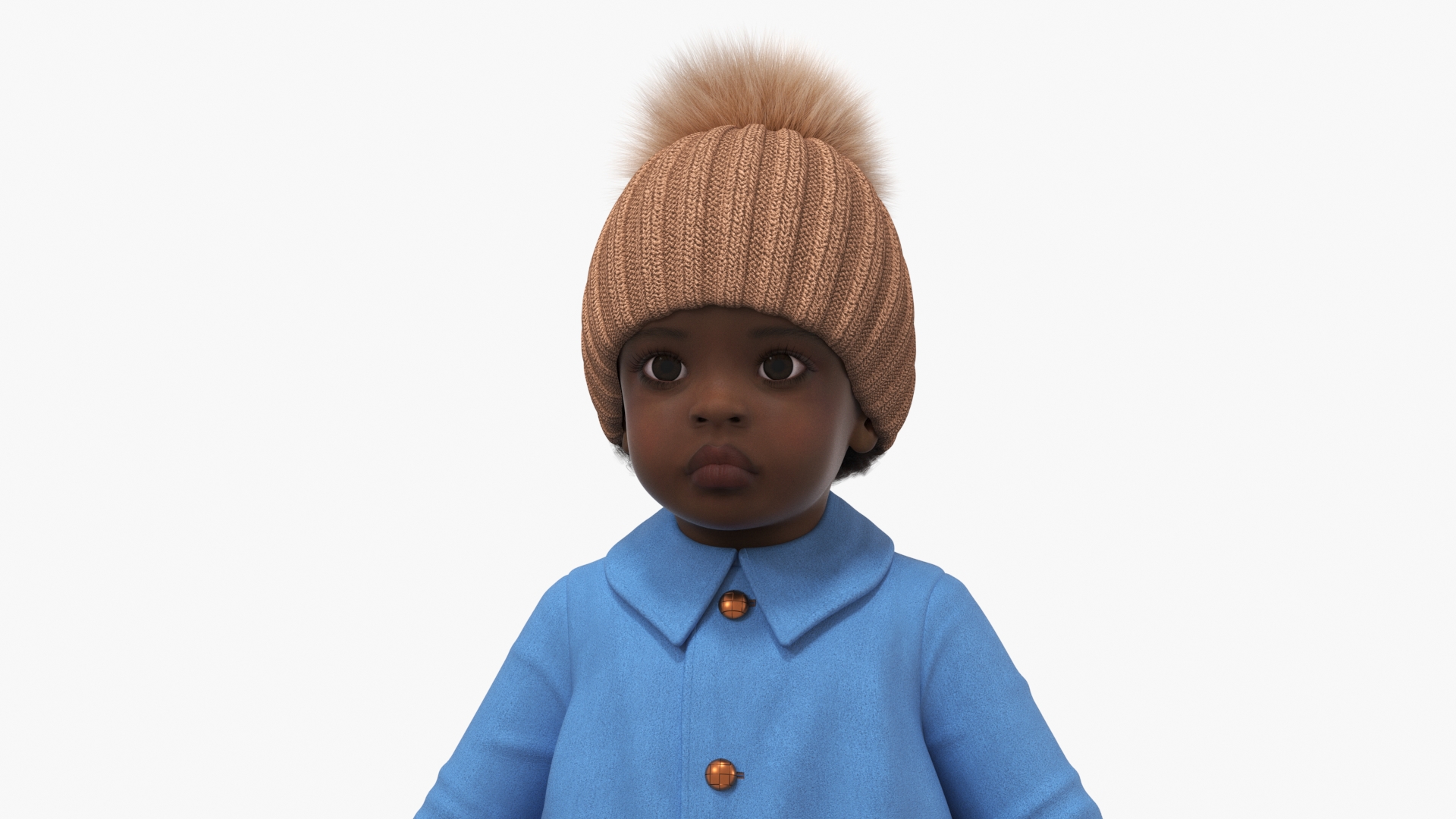 3D Black Baby Girl Light Skin Outdoor Style A-Pose Fur