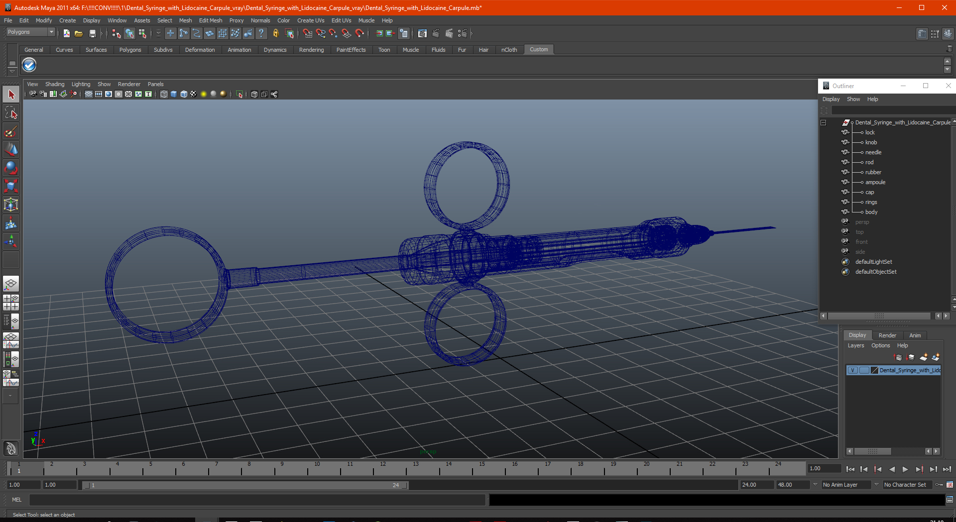 Dental Syringe with Lidocaine Carpule 3D