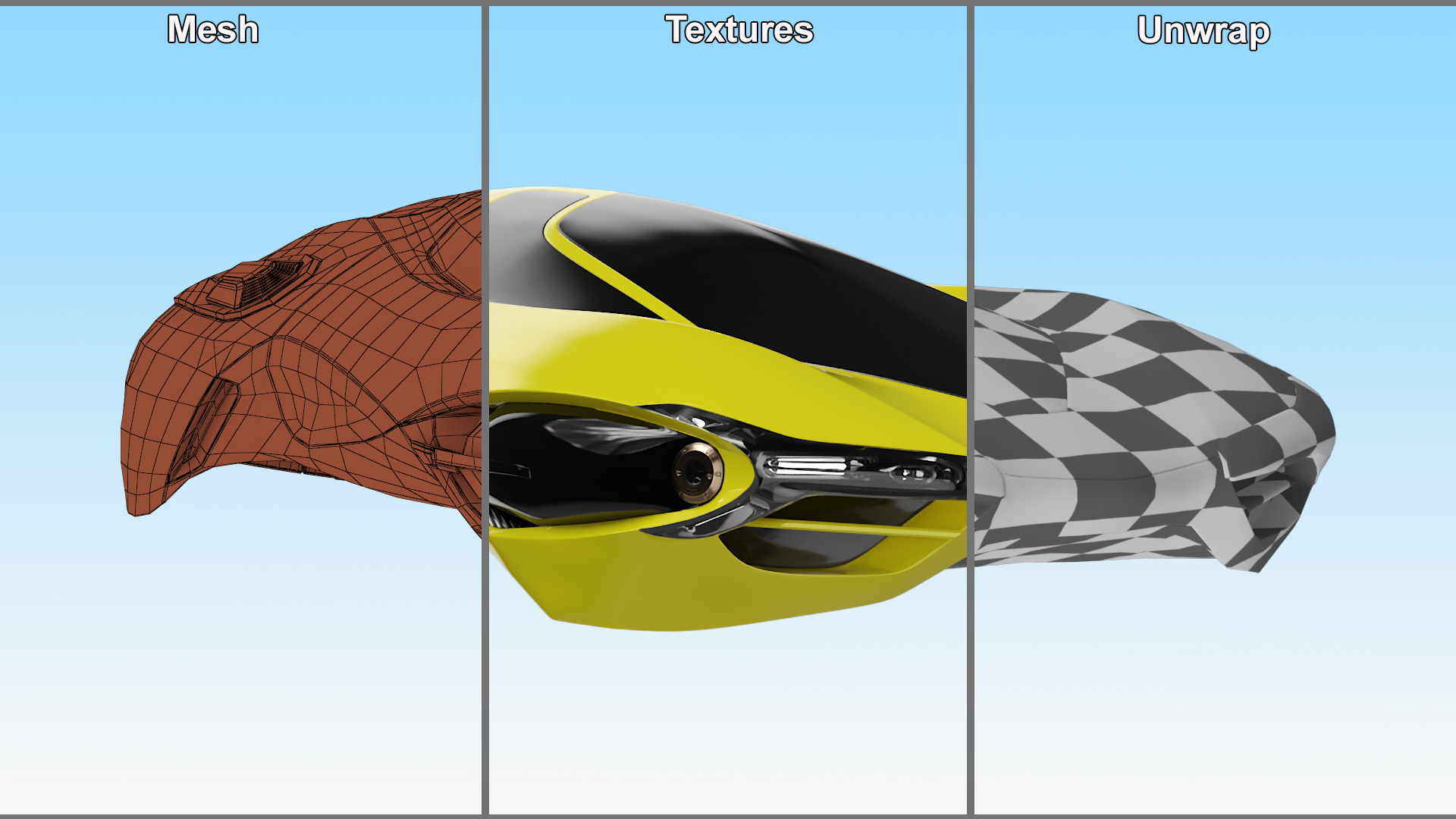 Futuristic Flying Vehicle Yellow 3D