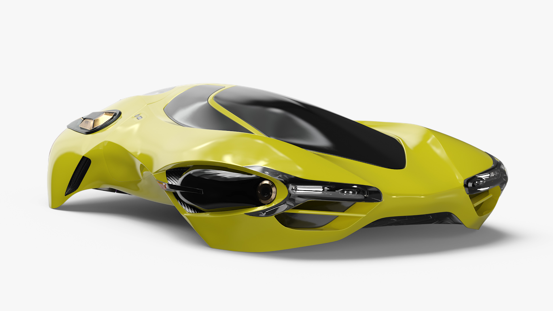 Futuristic Flying Vehicle Yellow 3D