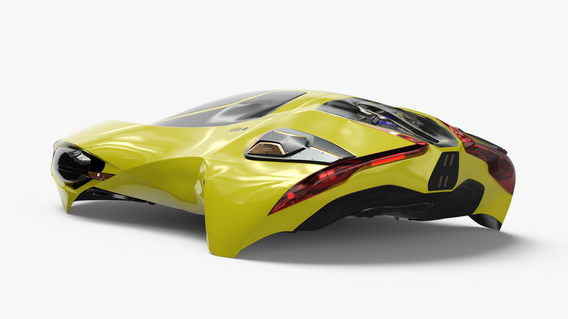 Futuristic Flying Vehicle Yellow 3D