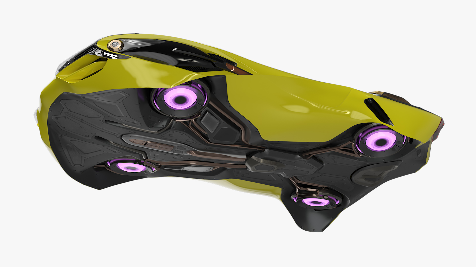 Futuristic Flying Vehicle Yellow 3D