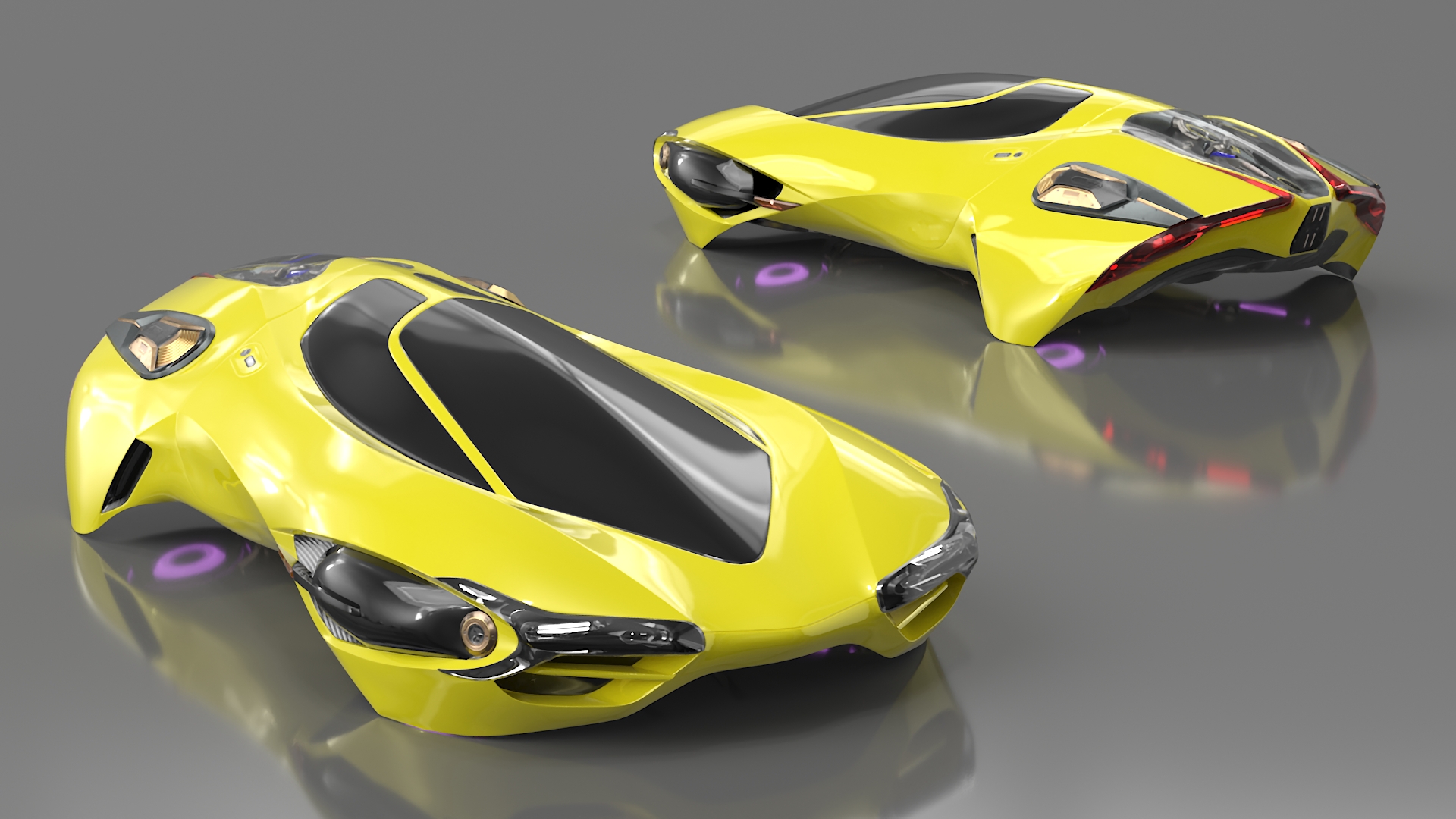 Futuristic Flying Vehicle Yellow 3D