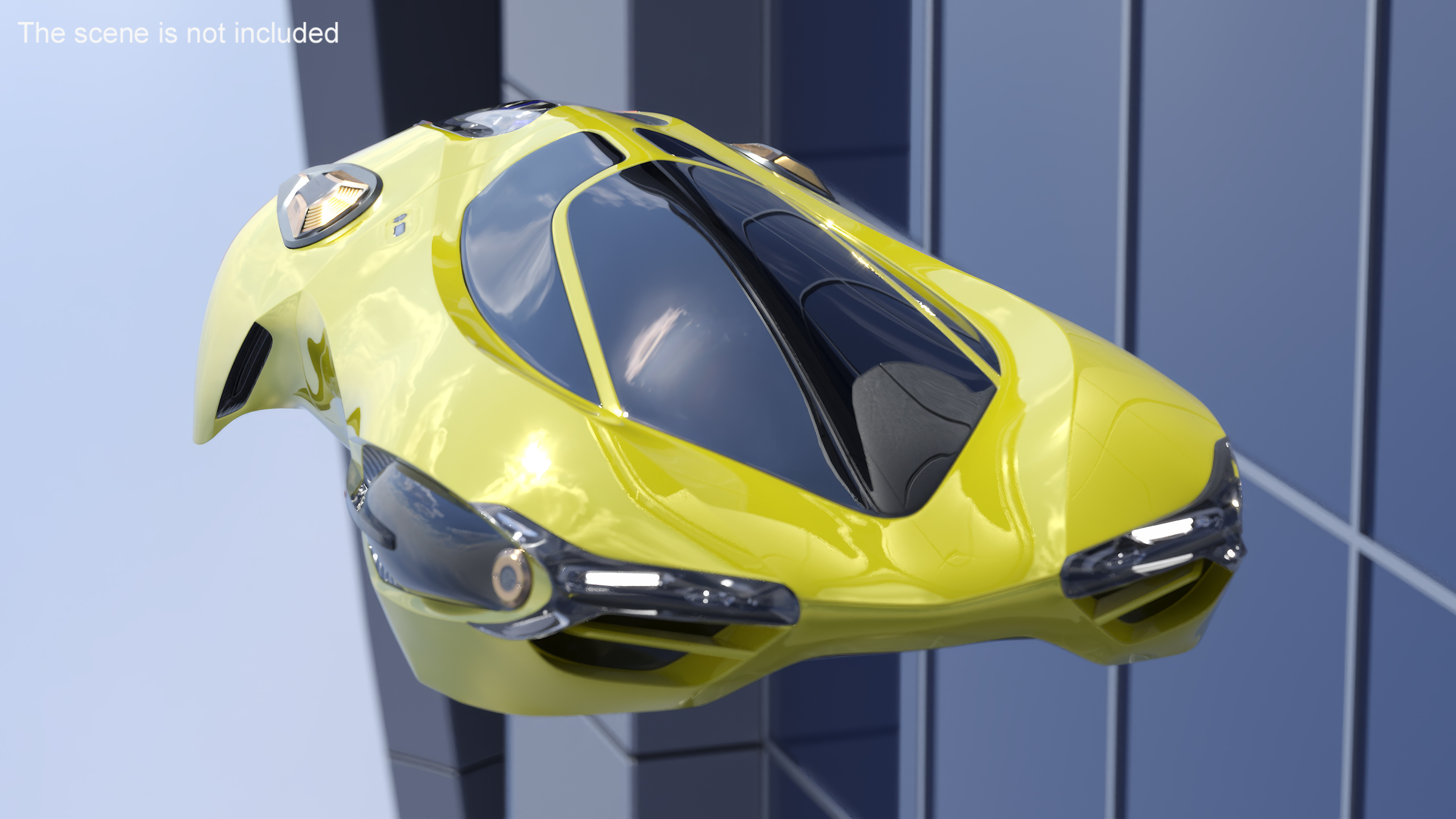 Futuristic Flying Vehicle Yellow 3D