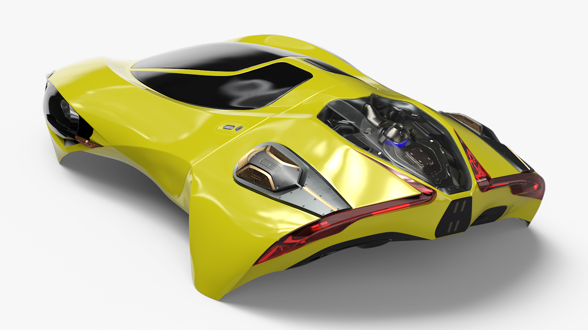 Futuristic Flying Vehicle Yellow 3D