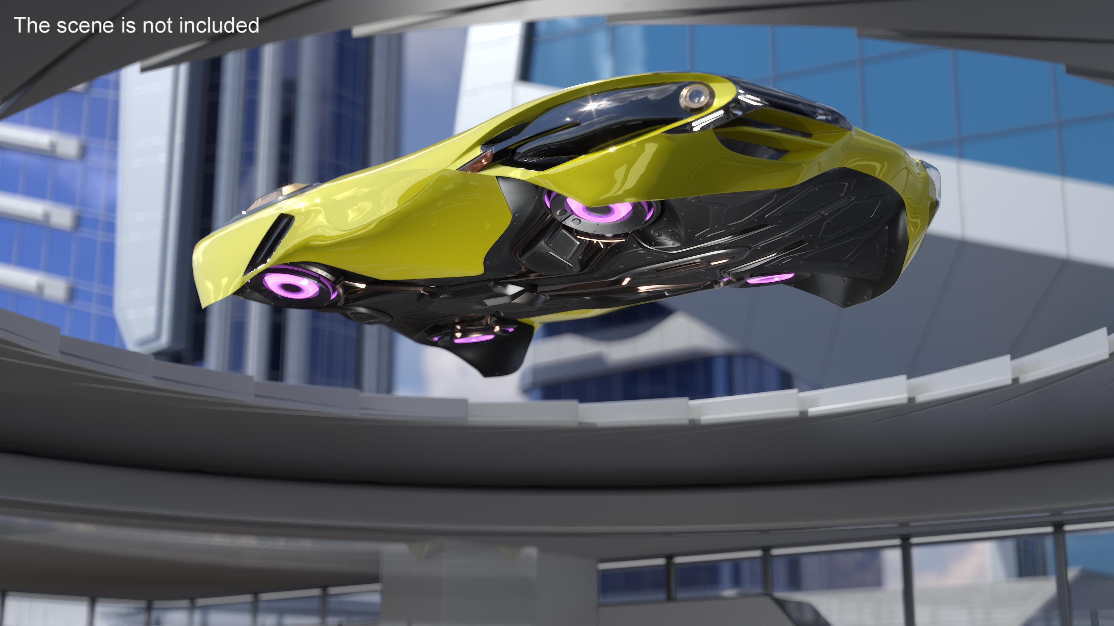 Futuristic Flying Vehicle Yellow 3D