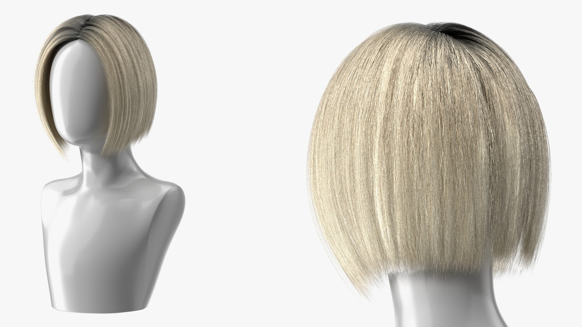 3D Wig Bob Hairstyle Blond model