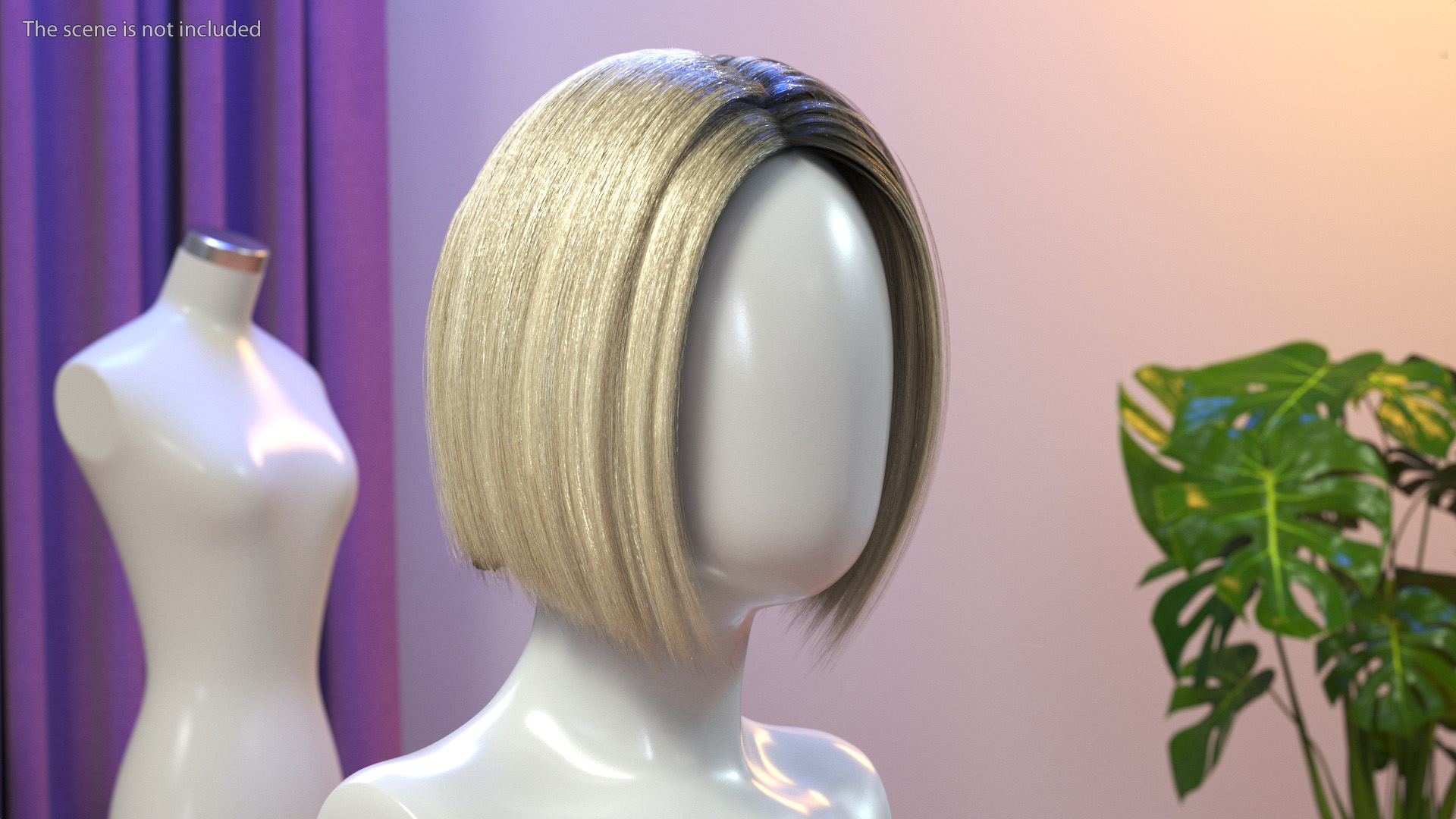 3D Wig Bob Hairstyle Blond model