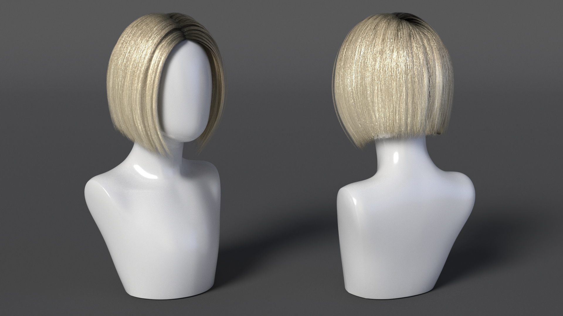 3D Wig Bob Hairstyle Blond model