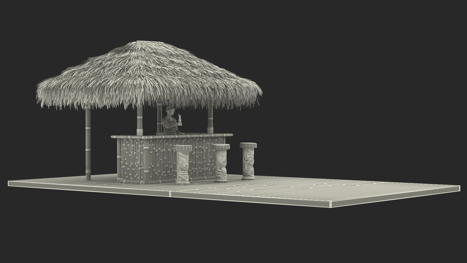 3D Barman at Tiki Bar model