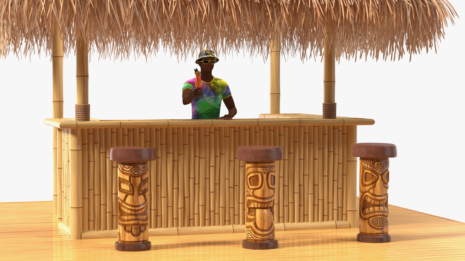 3D Barman at Tiki Bar model