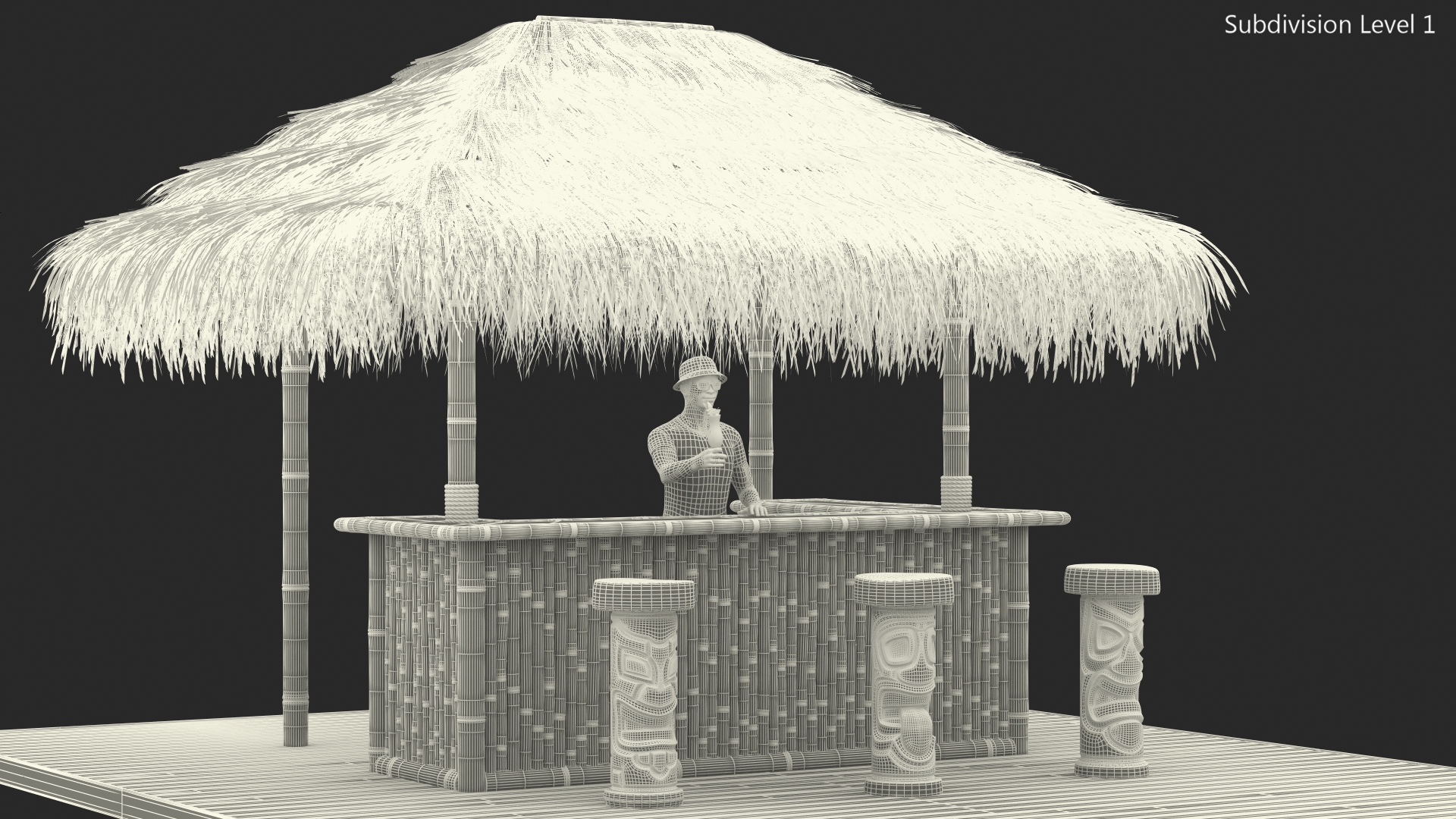 3D Barman at Tiki Bar model