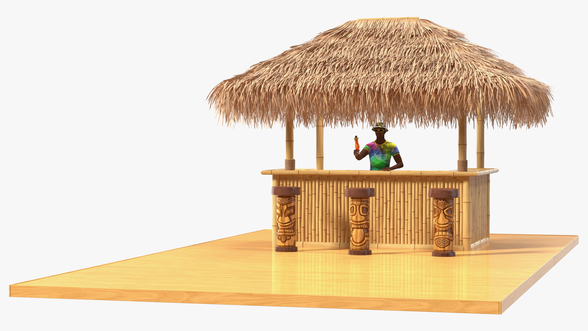 3D Barman at Tiki Bar model