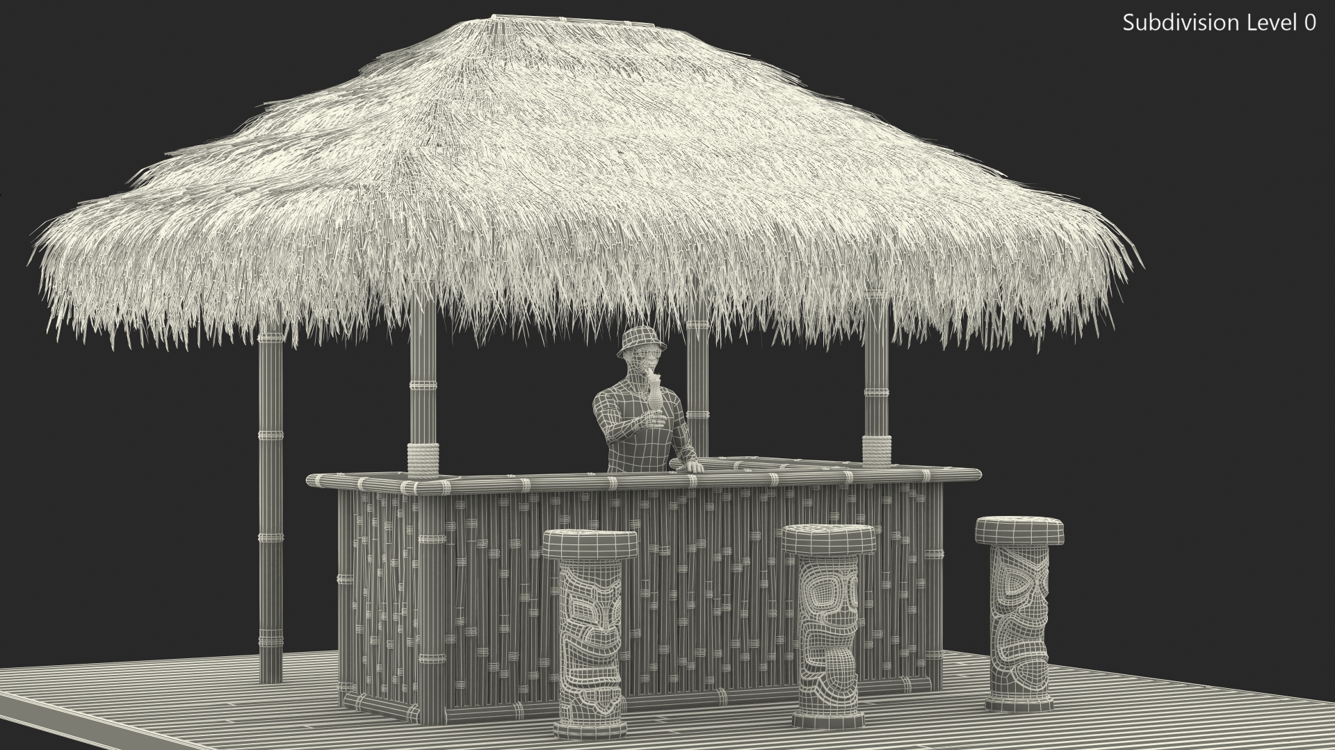 3D Barman at Tiki Bar model