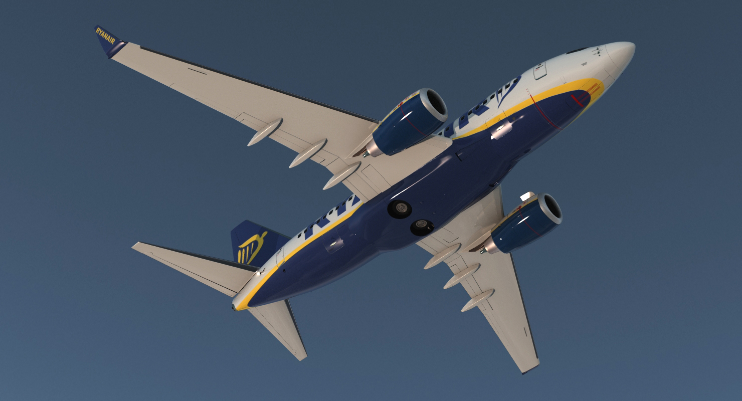 3D Boeing 737 600 with Interior Ryanair Rigged model