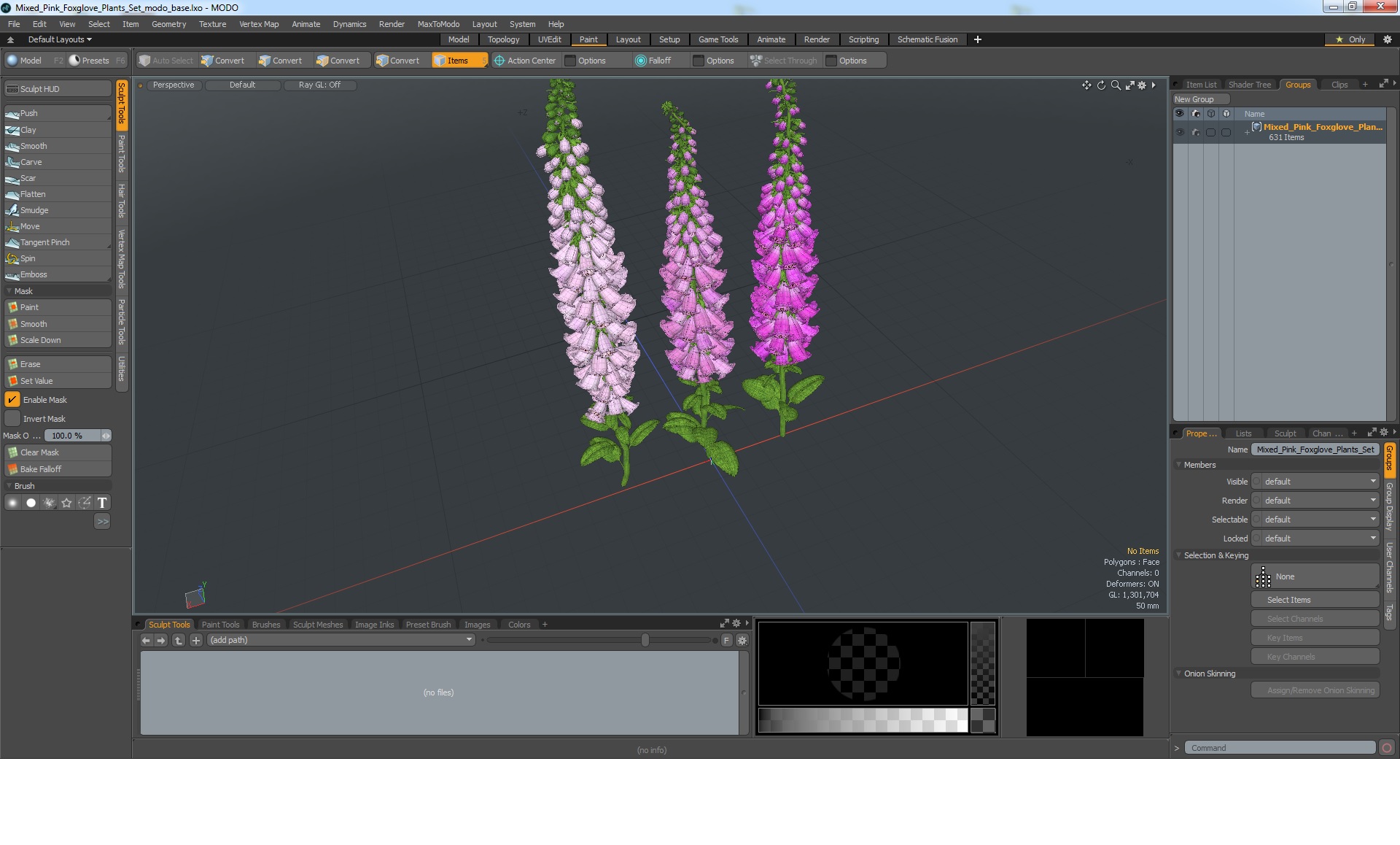 3D model Mixed Pink Foxglove Plants Set